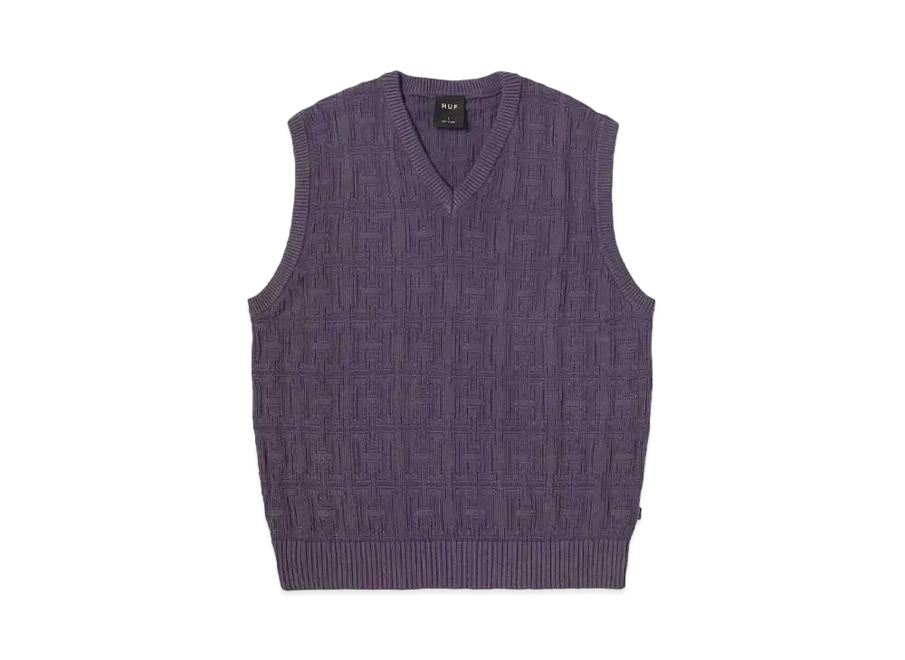 HUF Fall 24 Interlaced Jacquard Overdyed Vest "Raisin"