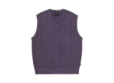 HUF Fall 24 Interlaced Jacquard Overdyed Vest "Raisin"