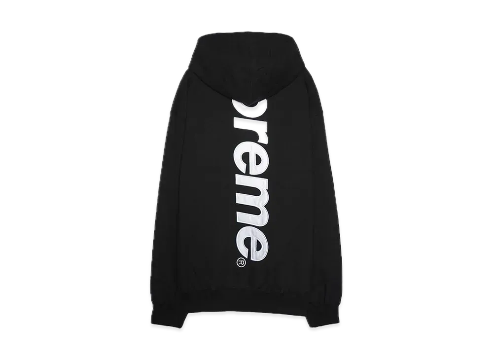 Supreme Satin Applique Hooded Sweatshirt "Black" (24FW)