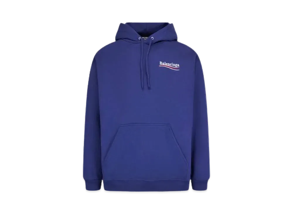 BALENCIAGA MENS Political Campaign Medium Fit Hoodie "Blue"