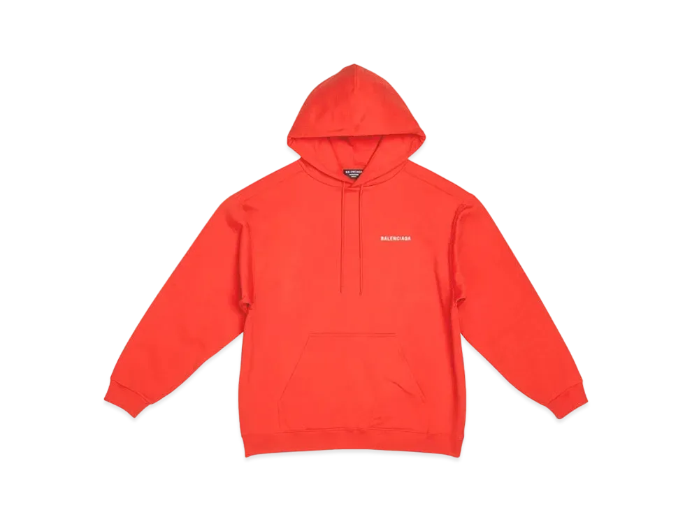 BALENCIAGA MENS Regular Fit Hoodie "Bright Red/White"