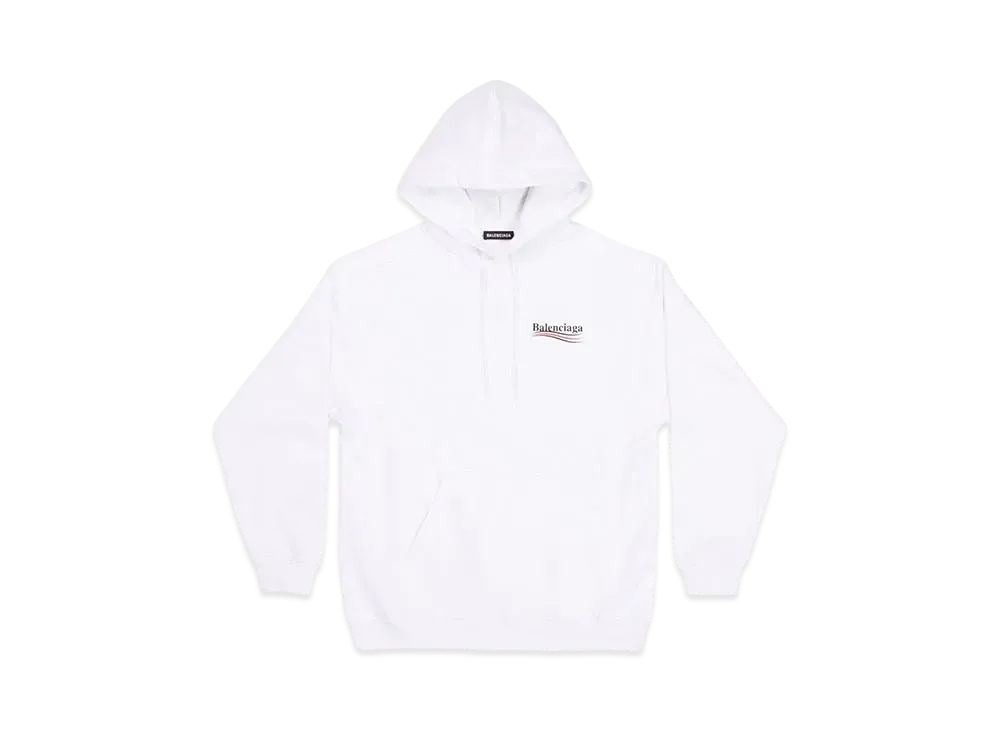 BALENCIAGA MENS Political Campaign Hoodie Medium Fit "White"