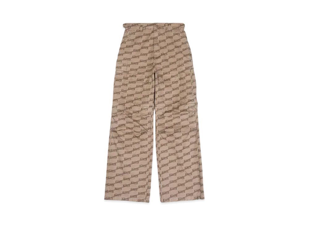 BALENCIAGA MENS BB Monogram Cargo Pants "Beige"