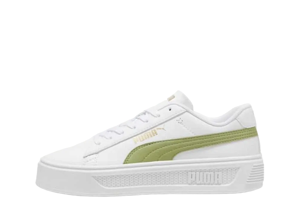 プーマ ウィメンズ スマッシュ プラットフォーム V3 "プーマホワイト/カーミンググリーン/プーマゴールド"