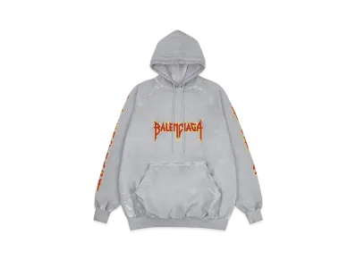 BALENCIAGA MENS Metal Oversized Hoodie "Light Grey"