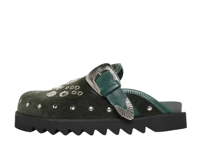 TOGA VIRILIS Eyelet metal sabot "GREEN CORDUROY"
