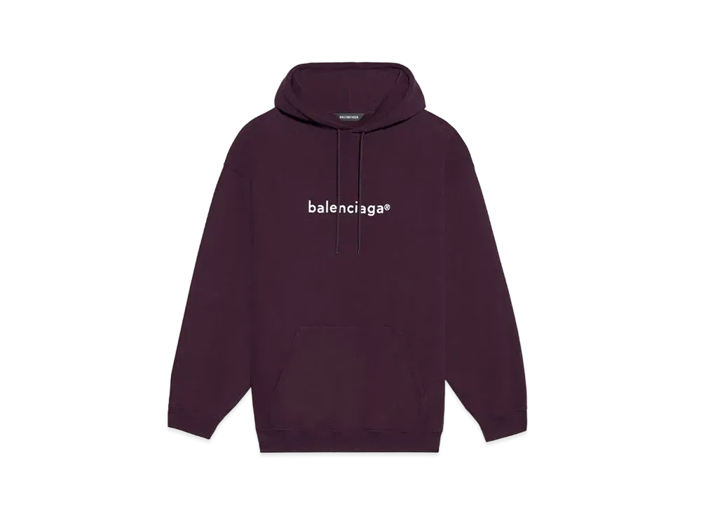 BALENCIAGA MENS New Copyright Medium Fit Hoodie Eggplant "White"