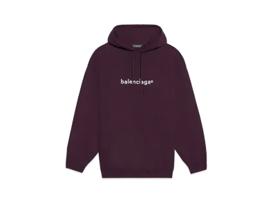 BALENCIAGA MENS New Copyright Medium Fit Hoodie Eggplant "White"