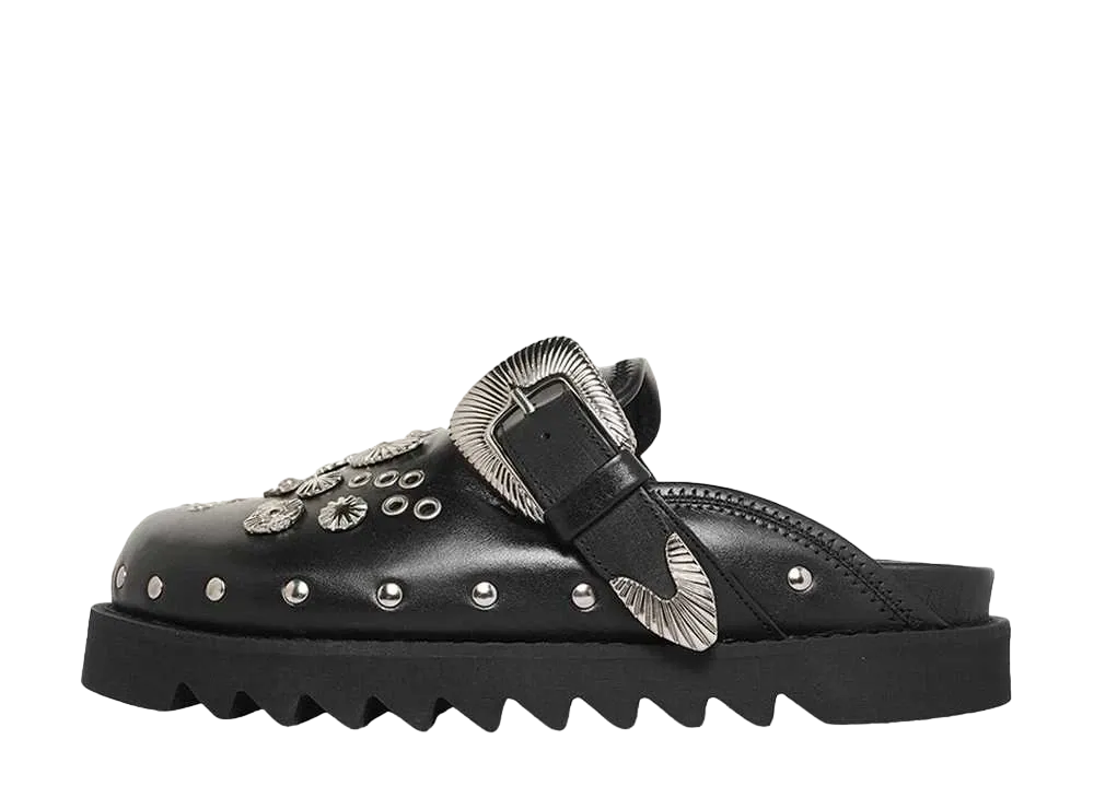 TOGA VIRILIS Eyelet metal sabot "BLACK LEATHER"