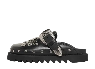 TOGA VIRILIS Eyelet metal sabot "BLACK LEATHER"
