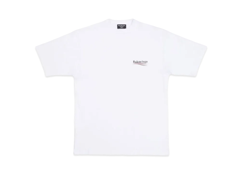 BALENCIAGA MENS Political Campaign T-shirt Large Fit "White"