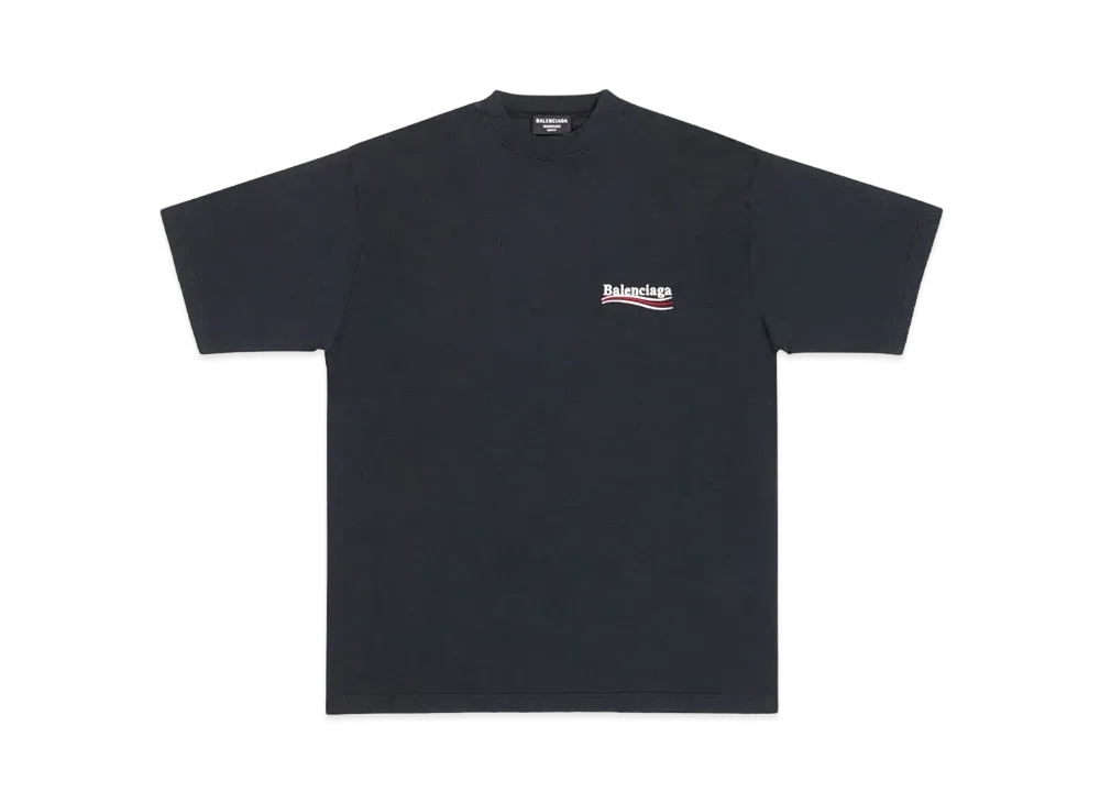 BALENCIAGA MENS Political Campaign T-shirt Large Fit "Black"