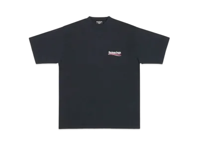 BALENCIAGA MENS Political Campaign T-shirt Large Fit "Black"