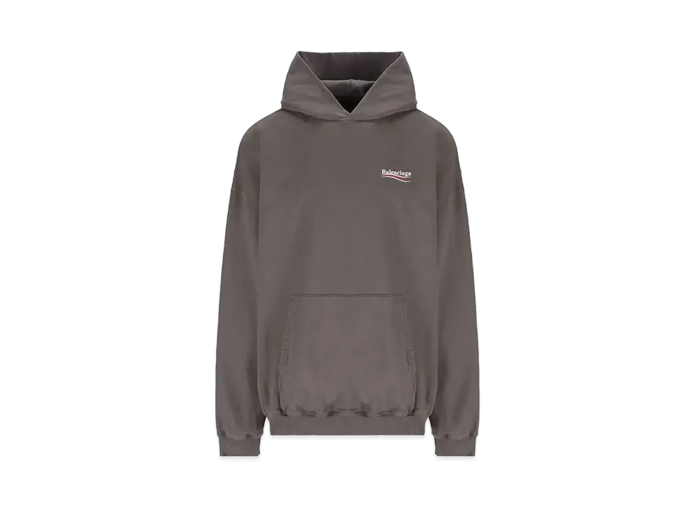 BALENCIAGA MENS Political Campaign Large Fit Hoodie "Grey"