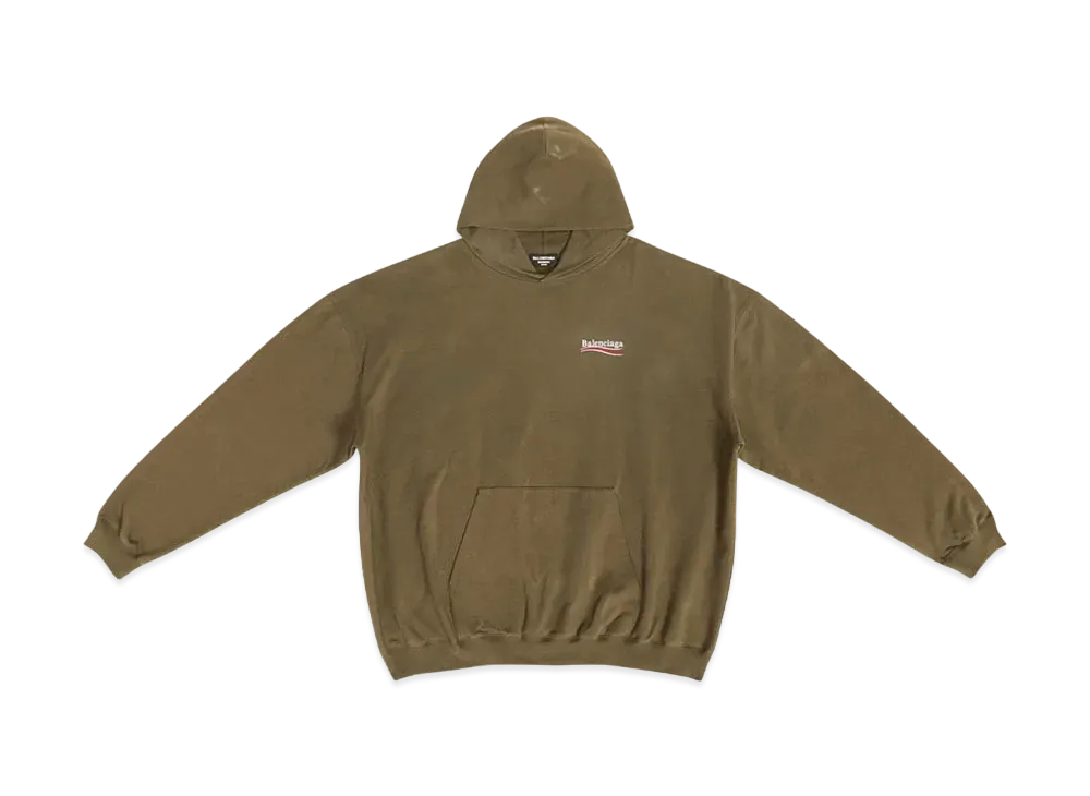 BALENCIAGA MENS Political Campaign Large Fit Hoodie "Khaki"