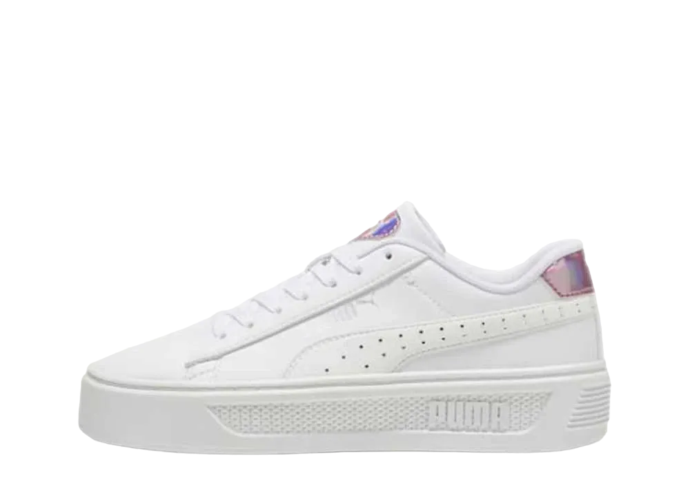 プーマ ウィメンズ スマッシュ プラットフォーム V3 ガールパワー "プーマホワイト/プーマシルバー/パッションフルーツ"