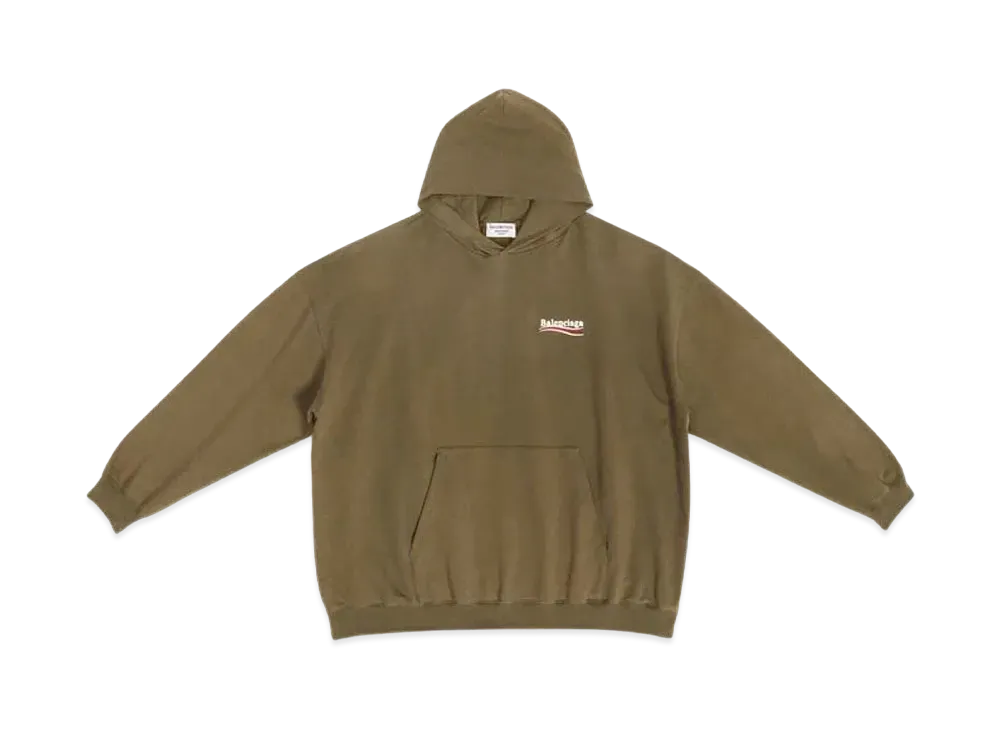 BALENCIAGA MENS Political Campaign Large Fit Hoodie "Khaki"