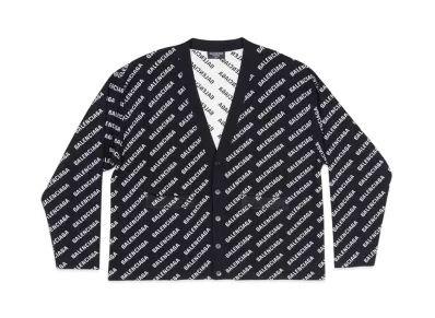 BALENCIAGA MENS Mini Allover Logo Cardigan "Black"