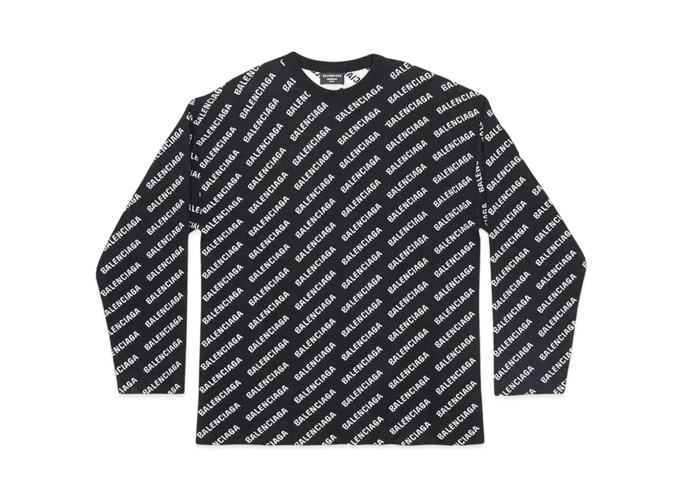 BALENCIAGA MENS Mini Allover Logo Sweater "Black"