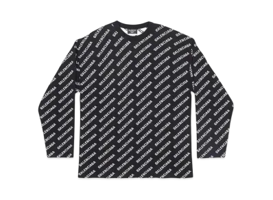 BALENCIAGA MENS Mini Allover Logo Sweater "Black"