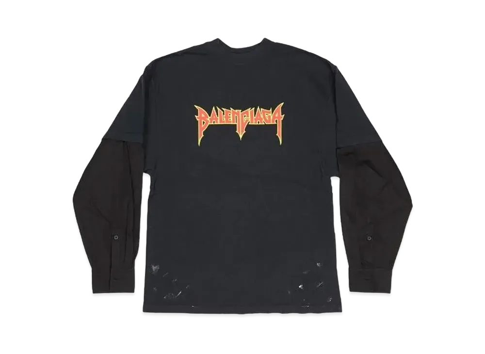 バレンシアガ メンズ ロゴプリント ロングスリーブ Tシャツ 