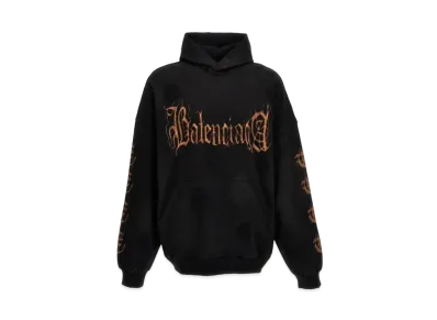 BALENCIAGA MENS Heavy Metal Logo Hoodie "Black"