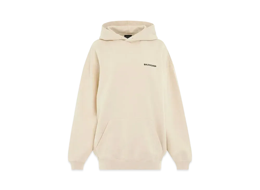 BALENCIAGA Women's Back Logo Oversized Hoodie "Cream"