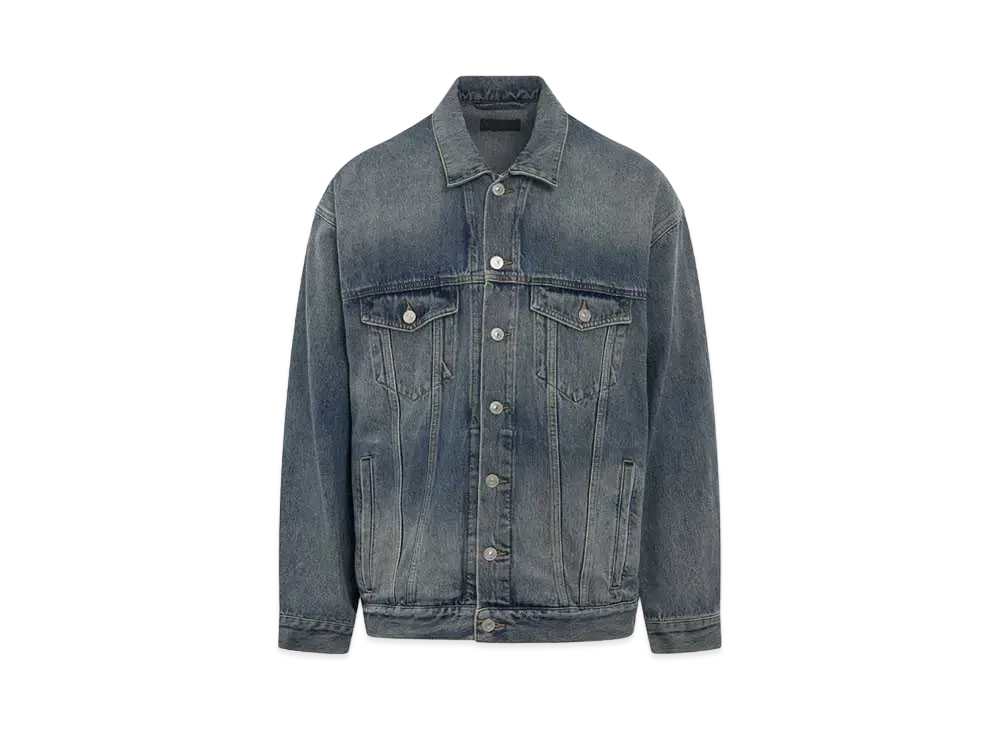 BALENCIAGA MENS Back Logo Oversized Denim Jacket "Blue"