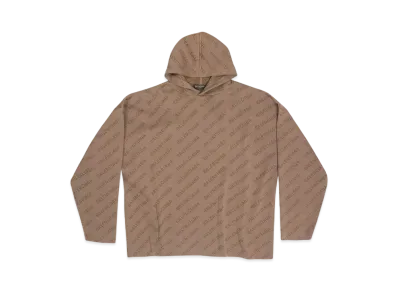 BALENCIAGA MENS Mini Allover Logo Hoodie "Brown"