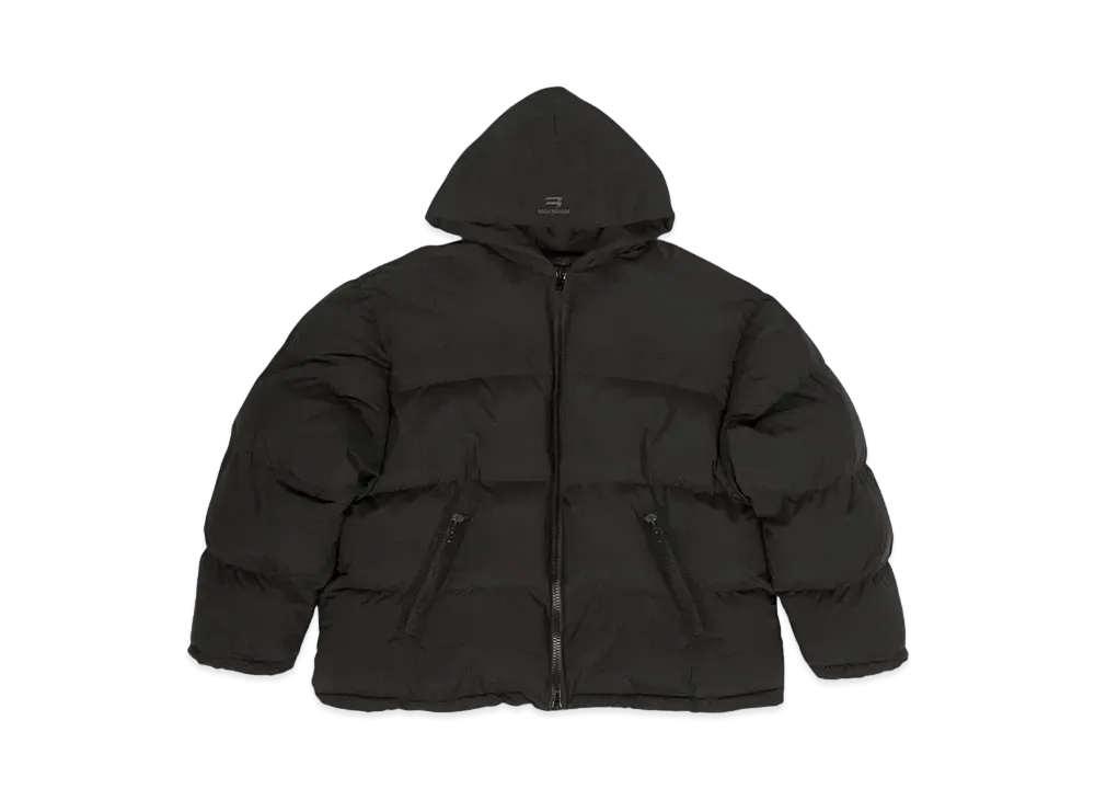 バレンシアガ メンズ スポーティーB フード パファー "ブラック" 720147 TNO45 1000