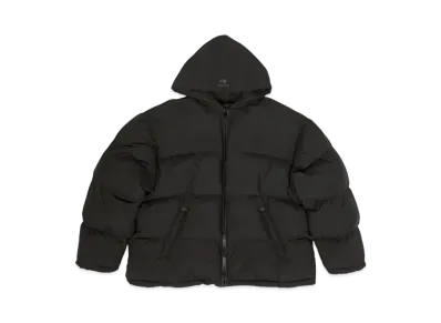 BALENCIAGA MENS Sporty B Hooded Puffer "Black"