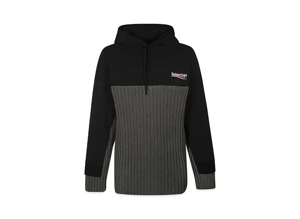 BALENCIAGA MENS Back Logo Hoodie "Black/Grey"