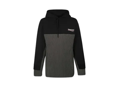 BALENCIAGA MENS Back Logo Hoodie "Black/Grey"