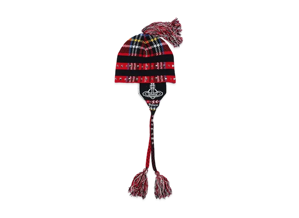 PALACE x Vivienne Westwood ORB Knit Earflap Beanie "Tartan"