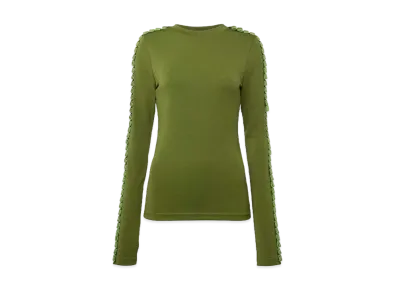 JW ANDERSON Pleated Trim Long Sleeve Top "Green"