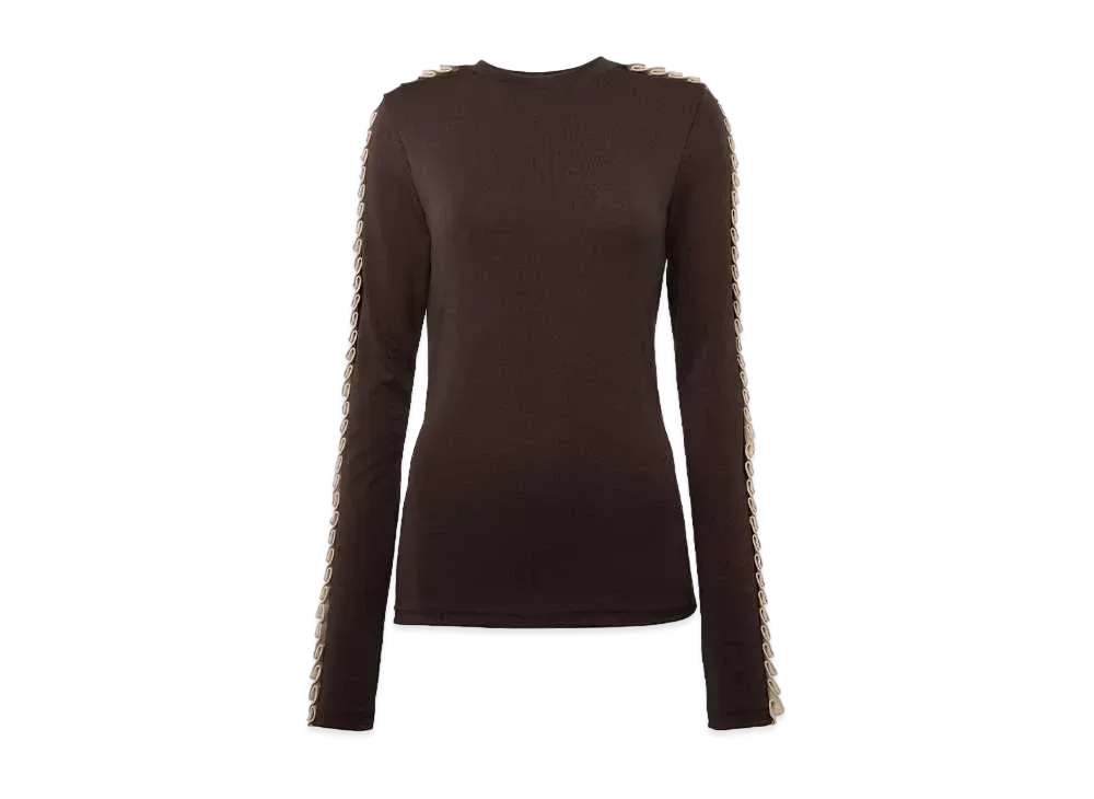 JW ANDERSON Pleated Trim Long Sleeve Top "Black"
