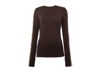 JW ANDERSON Pleated Trim Long Sleeve Top "Black"