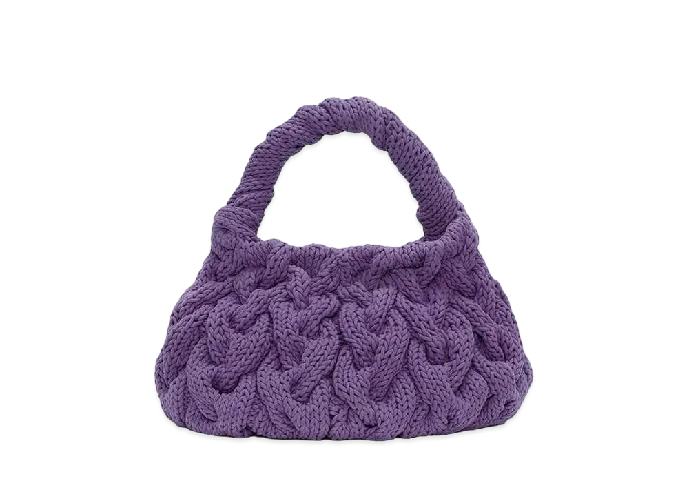 JW ANDERSON Cable Knit Top Handle Bag "Purple"