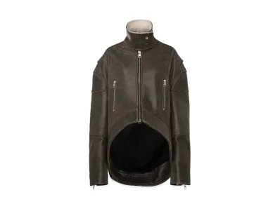 JW ANDERSON Curved Leather Hem High Neck Jacket "Brown"