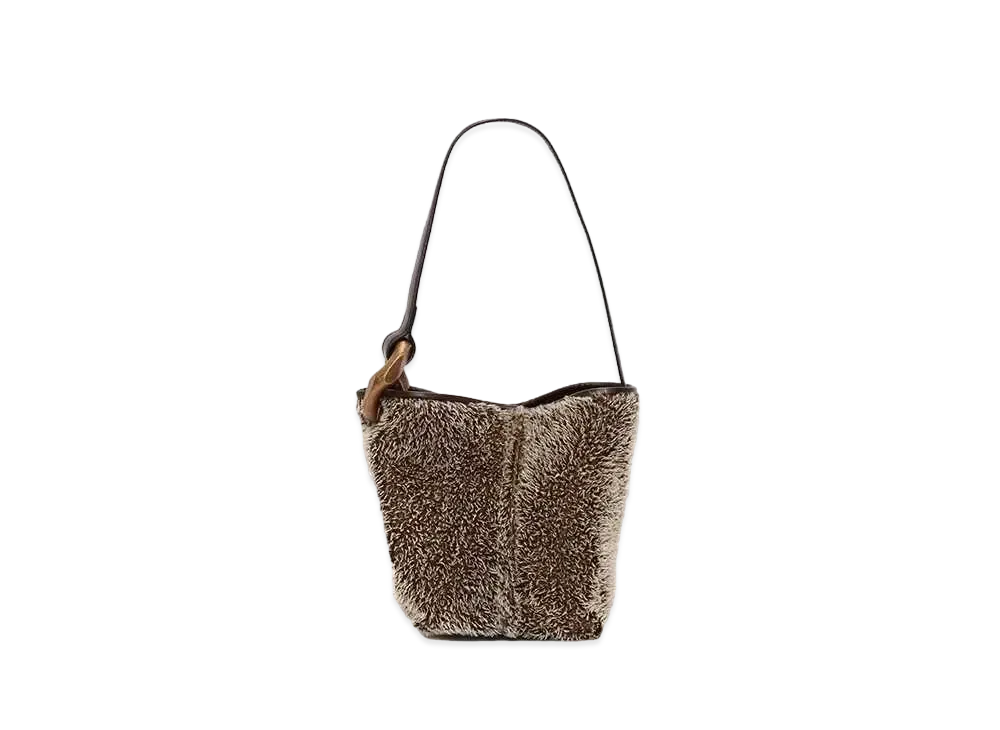 JW ANDERSON SmallCorner Bucket Mohair Bag "Gray"