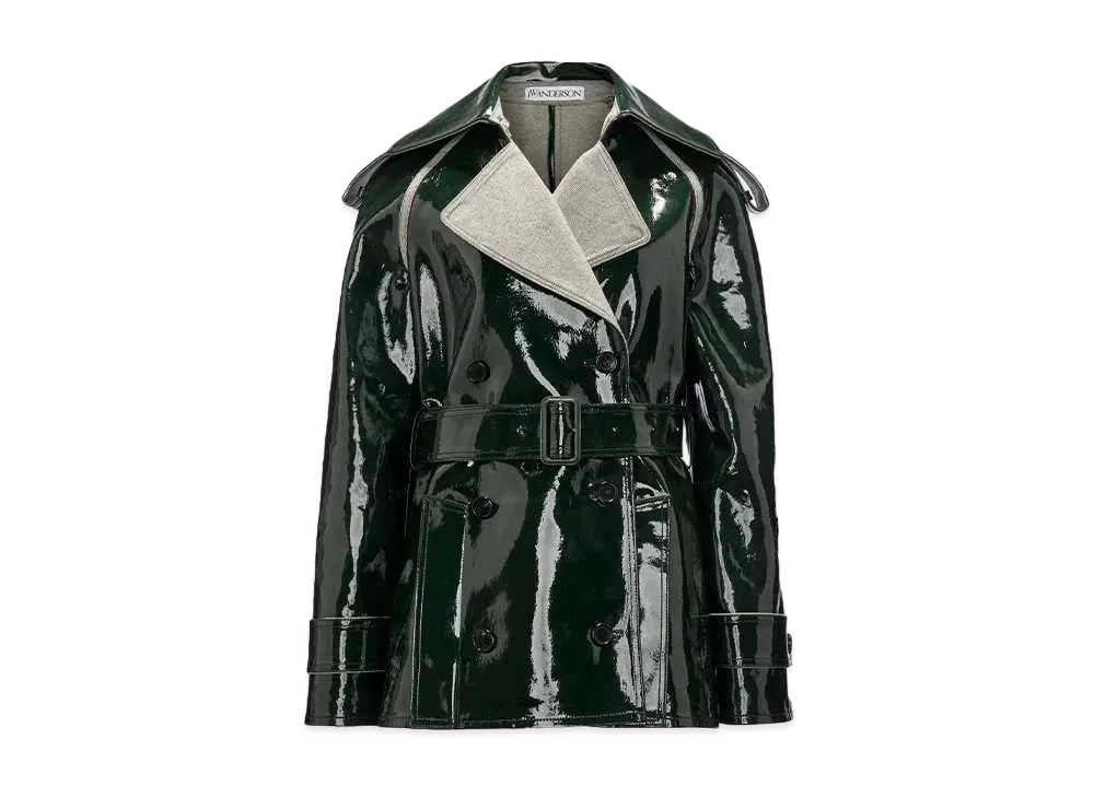 JW ANDERSON Coated Denim Short Trench Jacket "Black"