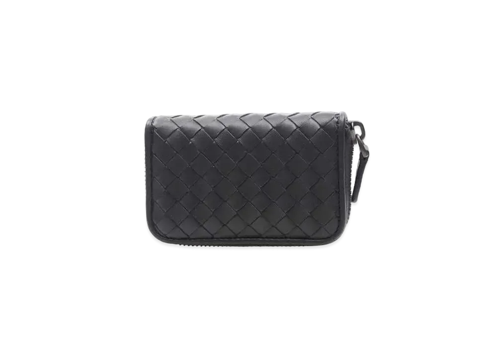 Bottega Veneta Intrecciato Lambskin Zip Around Coin Purse "Gray"