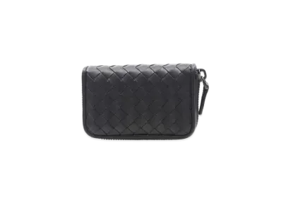 Bottega Veneta Intrecciato Lambskin Zip Around Coin Purse "Gray"