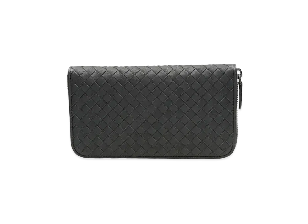 Bottega Veneta Intrecciato Lambskin Zip Around Wallet "Gray"