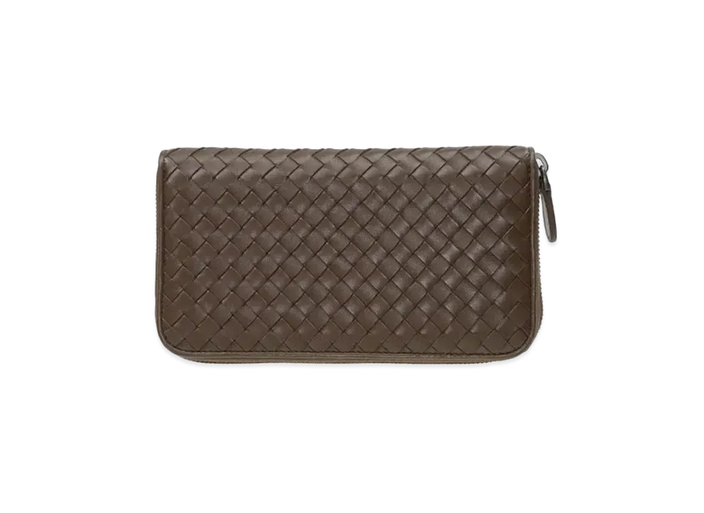 Bottega Veneta Intrecciato Lambskin Zip Around Wallet "Brown"