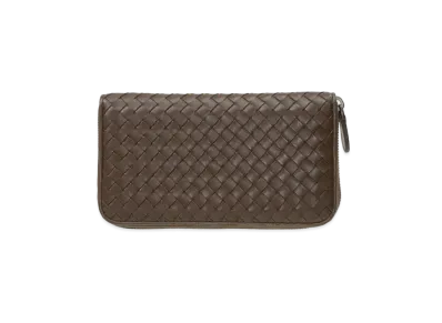 Bottega Veneta Intrecciato Lambskin Zip Around Wallet "Brown"