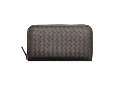 Bottega Veneta Intrecciato Calfskin Zip Around Wallet "Dark Brown"