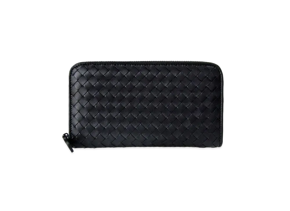 Bottega Veneta Intrecciato Calfskin Zip Around Wallet "Black"