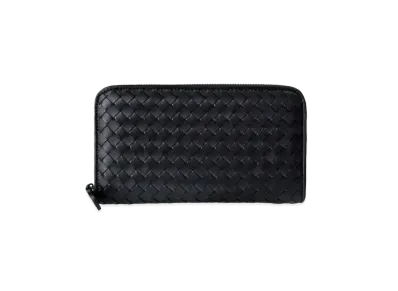 Bottega Veneta Intrecciato Calfskin Zip Around Wallet "Black"