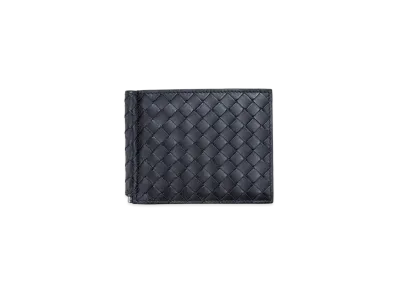 Bottega Veneta Intrecciato Calfskin Bi-fold Wallet Money Clip "Black"